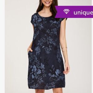 Ornella Paris‎ Beige Pocket Linen Scoop Neck Shift Dress - Women XL